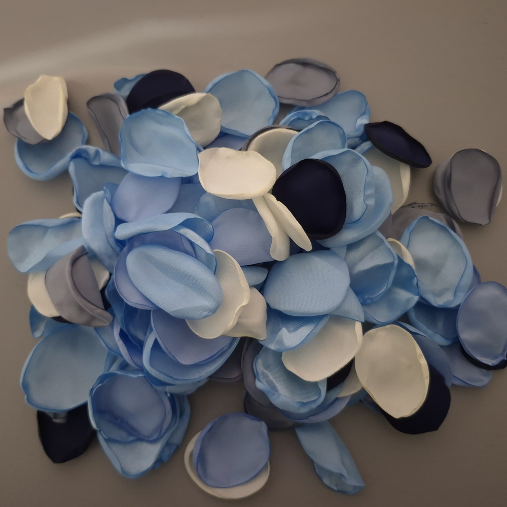 Blue and White Silk Rose Petals